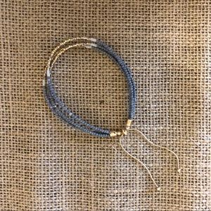 Elegant Gold and Blue Beaded Bracelet